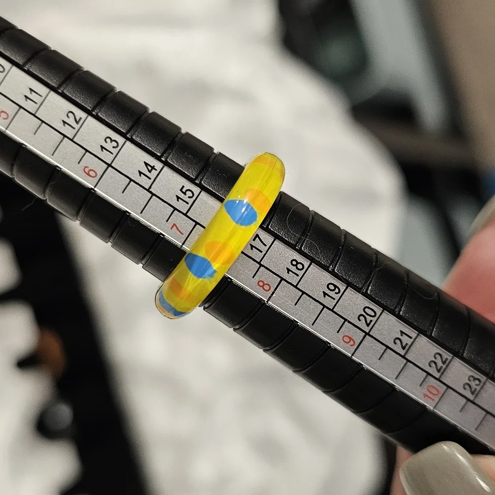 Colorful Glass Look Rings Set - Picture 9 of 12